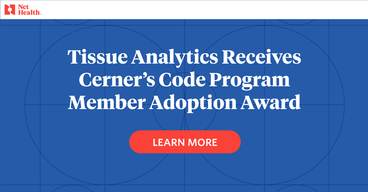 nethealth_us's tweet photo. Tissue Analytics announces they've received Cerner's Code Program Member Adoption Award. A prestigious honor from Cerner for interoperable health technology applications. Learn More. | #TissueAnalytics #NetHealth #WoundCare #Analytics #Cerner #E https://t.co/6SON6o8KqV https://t.co/EsfmspVGTQ