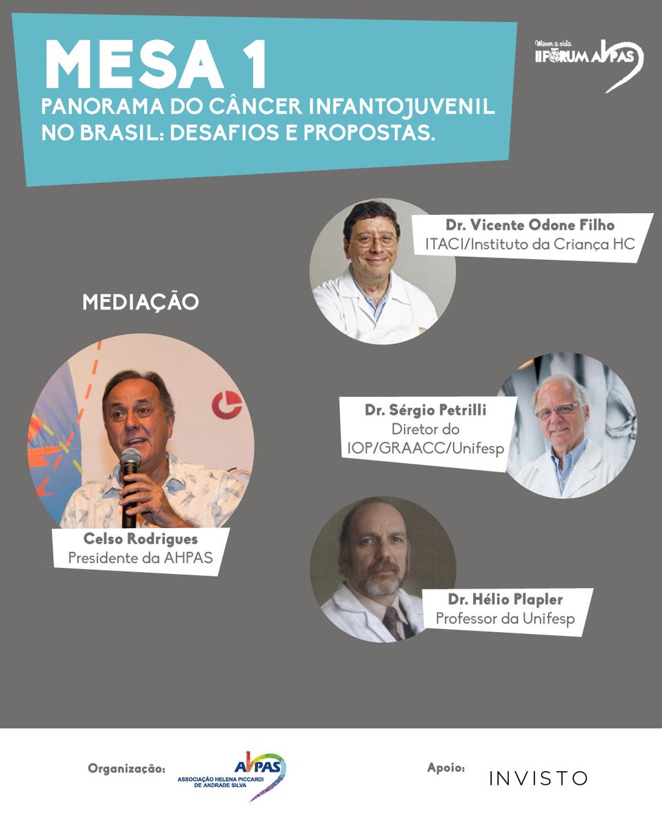 ahpas's tweet photo. No dia 23/11 acontecerá o Mover a Vida – II Fórum AHPAS pela integralidade do tratamento de crianças e adolescentes com câncer! Confira os participantes da MESA 1 - Panorama do câncer infantojuvenil no Brasil: desafios e propostas: https://t.co/3C5FgpQkCb