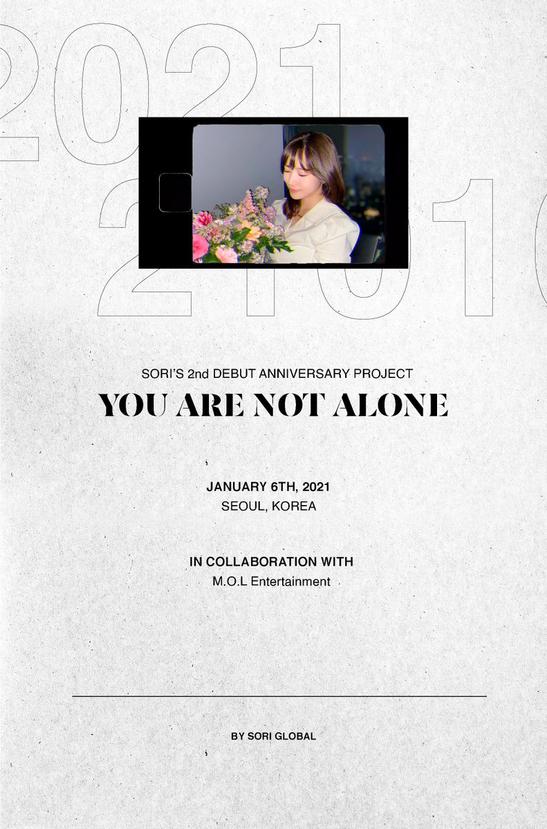 soriglobal's tweet photo. 💗Sori's debut anniversary project:
𝕐𝕆𝕌 𝔸ℝ𝔼 ℕ𝕆𝕋 𝔸𝕃𝕆ℕ𝔼

Until. 2020.12.15
Read the posters below

Please kindly send us a message if you have any questions.

#SORI #KIMSORI #소리 #김소리 https://t.co/rCzEXuIGs7