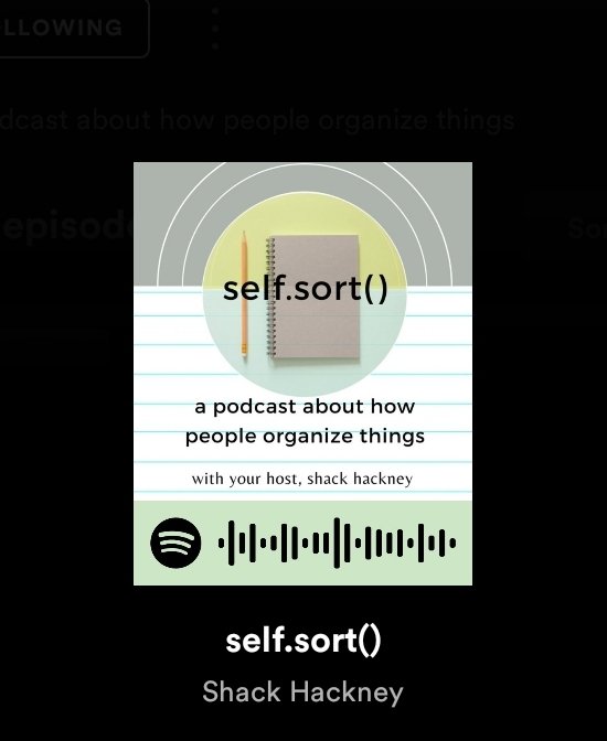 self_sort_pod's tweet photo. Wouldja look at that! A Spotify qr thing! You could scan it directly, and listen... Topics this episode include: neurodiverse organizing, systemic racism, the beaver emoji, and zebrafish embryos. Check it out! https://t.co/V7ILcOFkLi