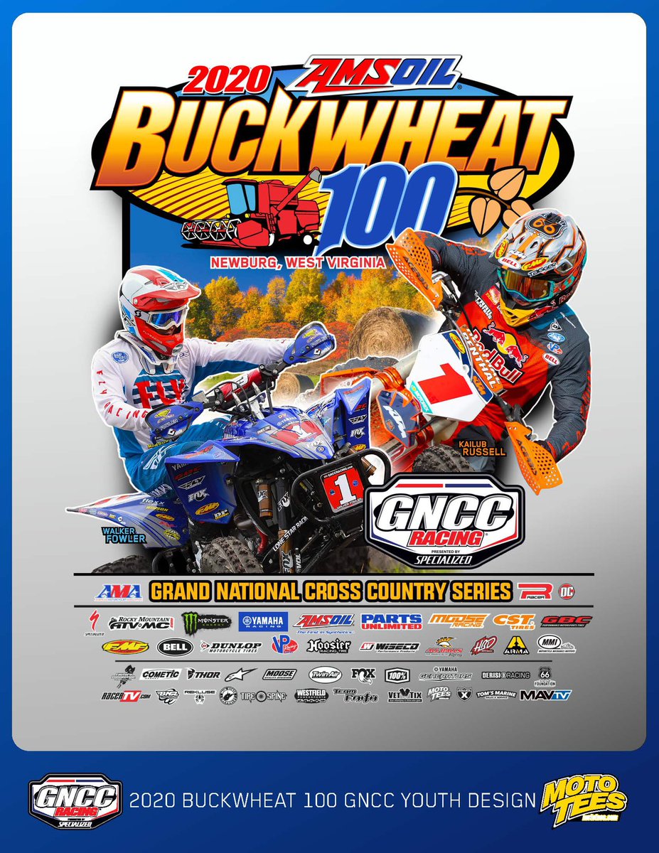 GNCCRacing's tweet photo. The 2020 @AMSOILINC Buckwheat 💯 Event Tees are available now 🌾 @MotoTees // https://t.co/zA72s7q98B https://t.co/ogDzTDRnO7
