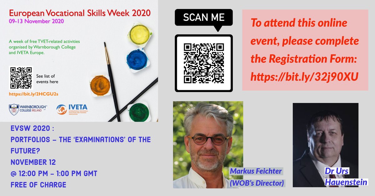 wise_uk's tweet photo. #EVSW2020 #DiscoverYourTalent #EUVocationalSkills
Portfolios – The ‘Examinations’ of the Future?
November 12 @ 12:00 pm - 1:00 pm GMT
FREE
https://t.co/kGkKhoAgVB
#ivetaeurope #IVETAEU #WarnboroughCollege #education #freewebinar #skills #evsw #evsweek2020 https://t.co/WrsEhM0opS