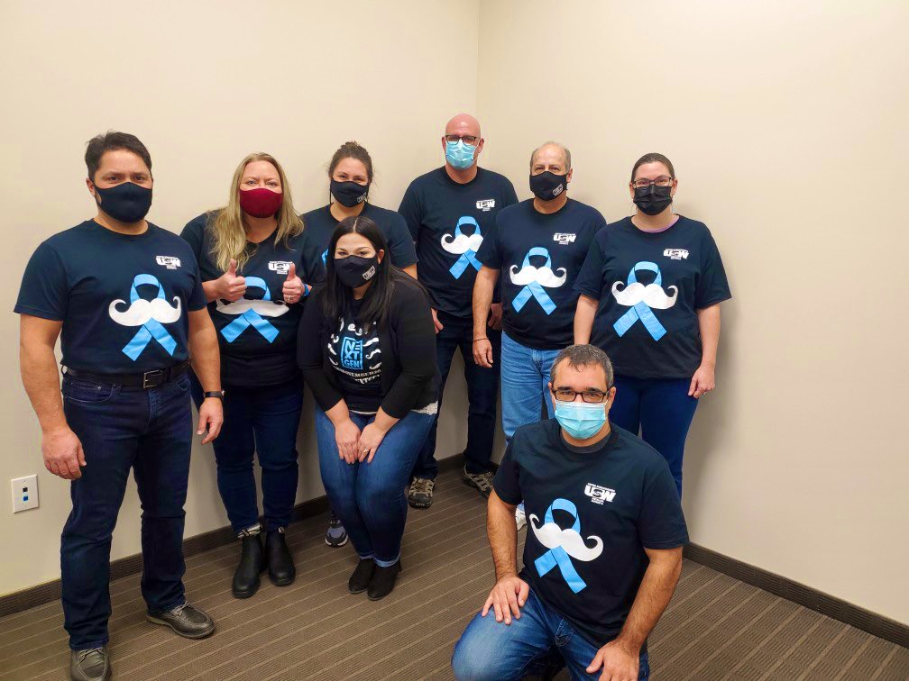 jess_sdlc's tweet photo. USW Local 2020 rocking our Next Gen Movember shirts! Raising awareness for men’s health issues. #USWMovember2020 #uswnextgen #movember2020 #USWDistrict6 https://t.co/vO9DKxf2kv
