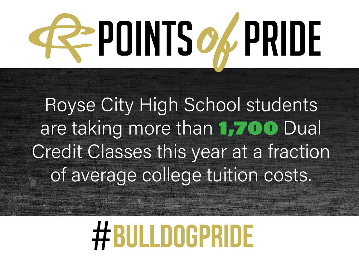 We are so proud of the growth in dual credit offerings at RCHS. In 2017-18, students took 557 Dual Credit Classes. Presently, that number has swollen to more than 1,700 enrollments. #RCISDJoy #BulldogPride