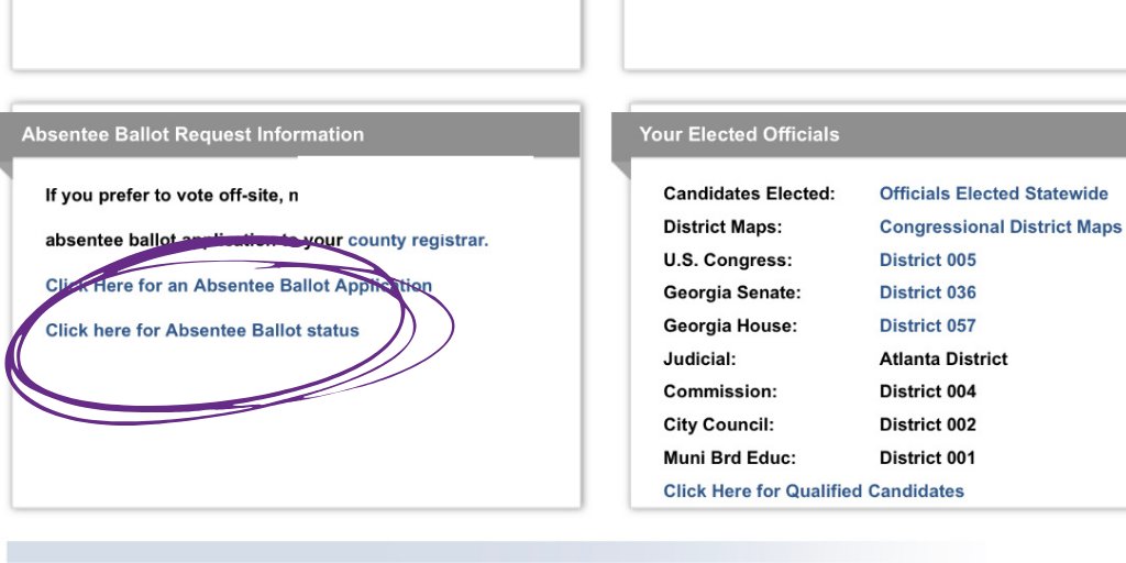 faircount's tweet photo. ๐๐พ GEORGIA: Have you checked the status of your absentee ballot?
Visit your My Voter Page @ https://t.co/iZTX9BISvU to check your ballot status (see picture below). Contact the Election Protection Hotline @ 866-OUR-VOTE if you have any issues or questions โ
#EveryVoteCounts ๐ณ https://t.co/jzLtVo0EG8