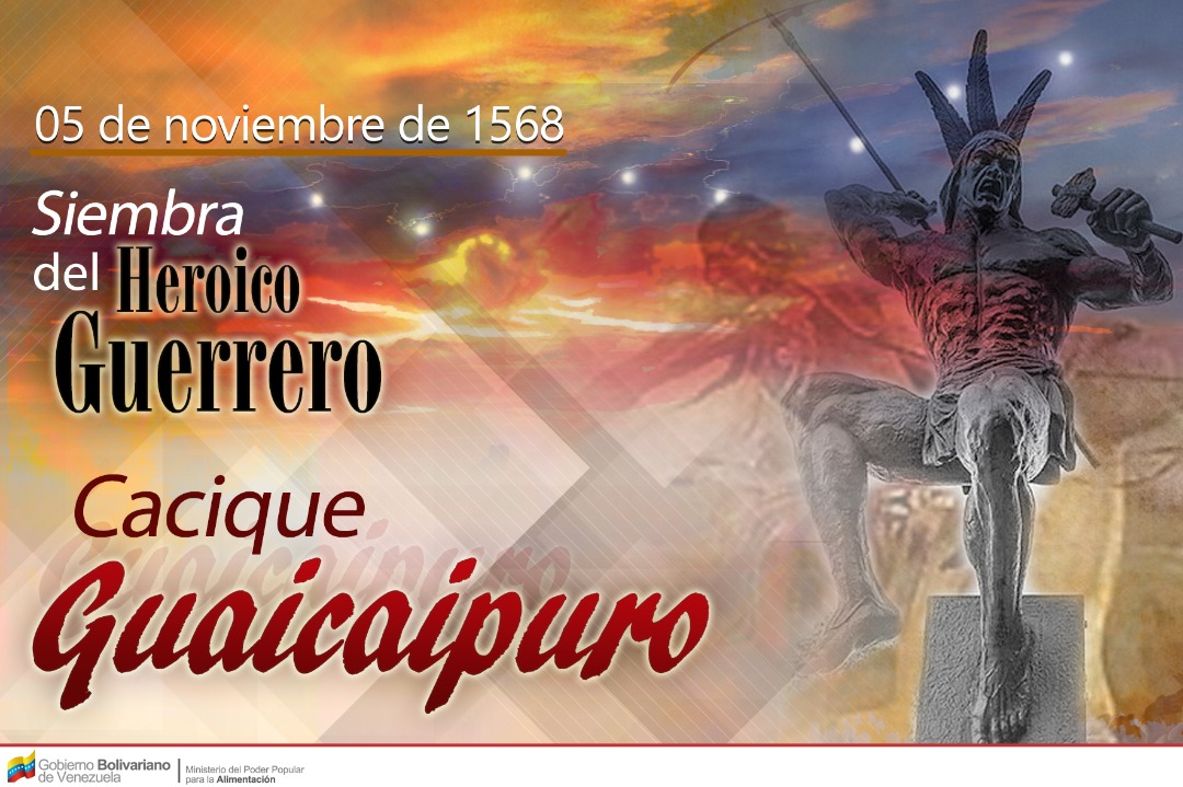 Recordamos 452 años de la siembra del Cacique Guaicaipuro, digno defensor de nuestros pueblos indígenas y de la Patria venezolana. Rendimos tributo al Guerrero Indomable, quien alzó su voz contra el imperio español y dio su vida por la Independencia y Soberanía Nacional.