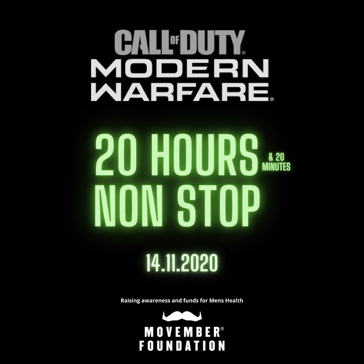 CraigTandy's tweet photo. Running a 20 hour and 20 minute stream to raise funds and awareness for Movember on November 14th from 6am to 2am on the 15th. All to for Men’s mental health, prostate and testicular cancer. Currently 33rd in the UK out of 10,000 teams and pushing for more... https://t.co/YXYRRxwtzN