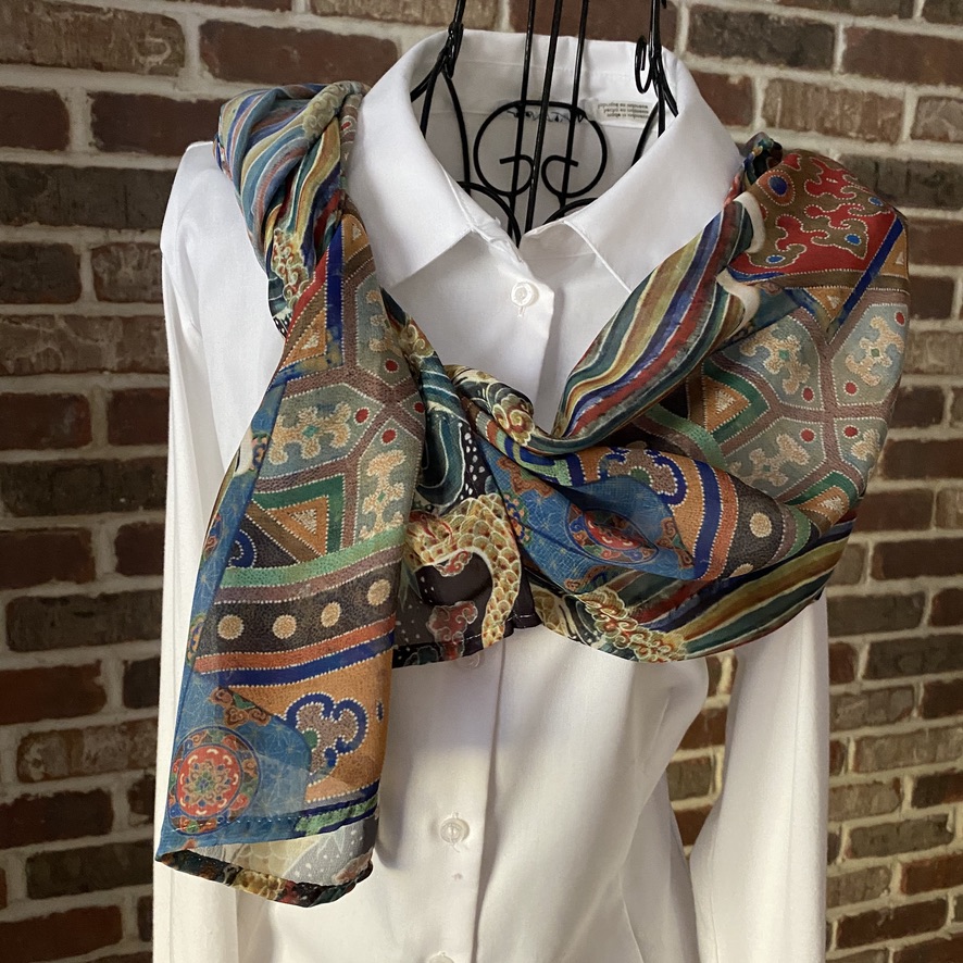 Thanks for the kind words shannonblackley1! ★★★★★ 'Love the scarf! Nice material, good and long, just enough color around my face!' shannonblackley1 

etsy.me/3oMpsK1  #maximalistdesign #5stars #5starreview #customerexperience #customerreview #customerjourney