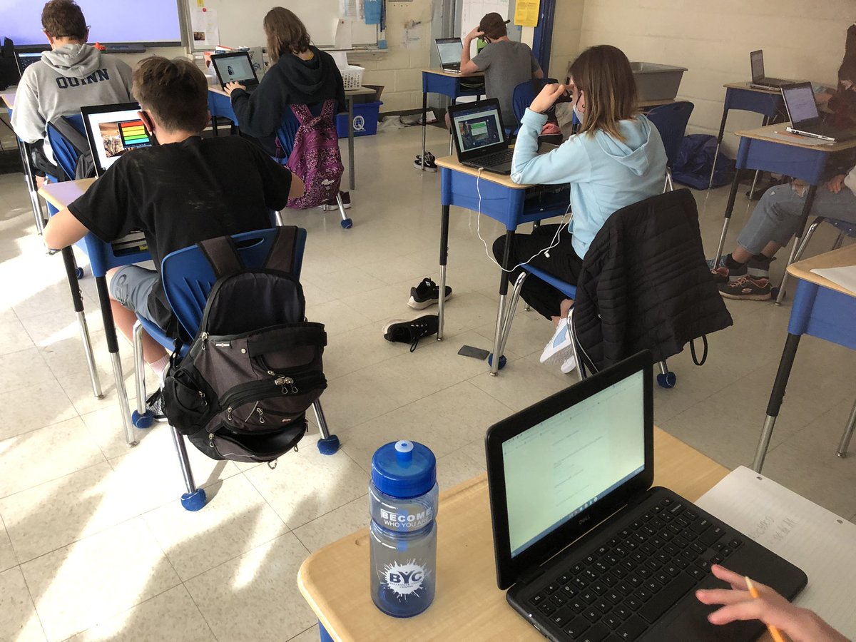 SLPQEB's tweet photo. Four teams are using google meet to work together to solve the “Outsiders Digital Escape Room” as a review for an upcoming test.  Wonder who will win! https://t.co/jJQncN63Gp