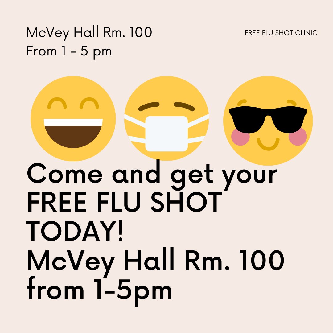 We'll be here from 1-5pm so come get your free flu shot!