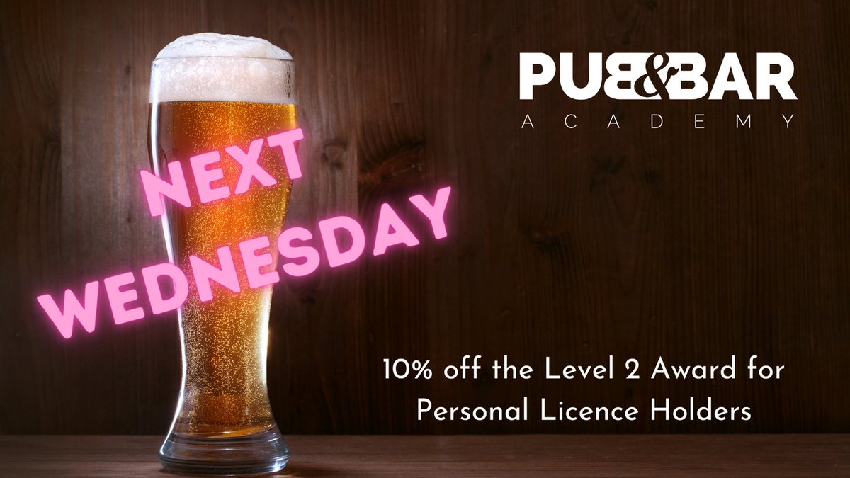 Now offering a 10% discount on the Award for Personal Licence Holders.  Next course is on Wednesday next week, to book then please either call Frazer on 07968 534034 or email frazer@pubandbaracademy.co.uk.
#pub #bar #restaurant #hotel #retail #hospitality #leisure #events