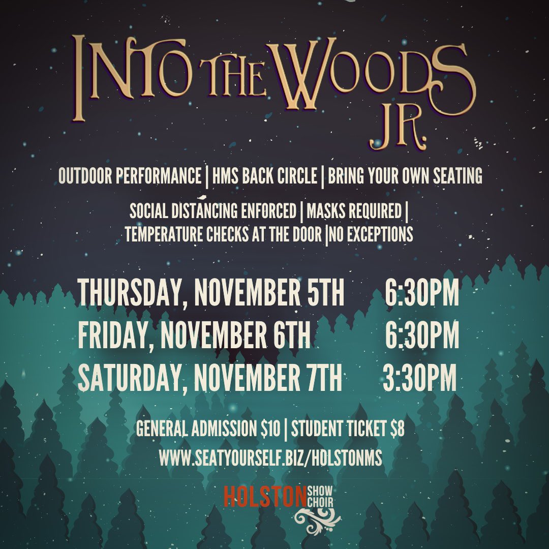 HolstonShow's tweet photo. It’s opening night! We can’t wait to see you in the woods! 🐮♥️💁🏼‍♀️👡@HolstonMiddle @KnoxSchools @DannyTKCS https://t.co/G56yUM2NiG