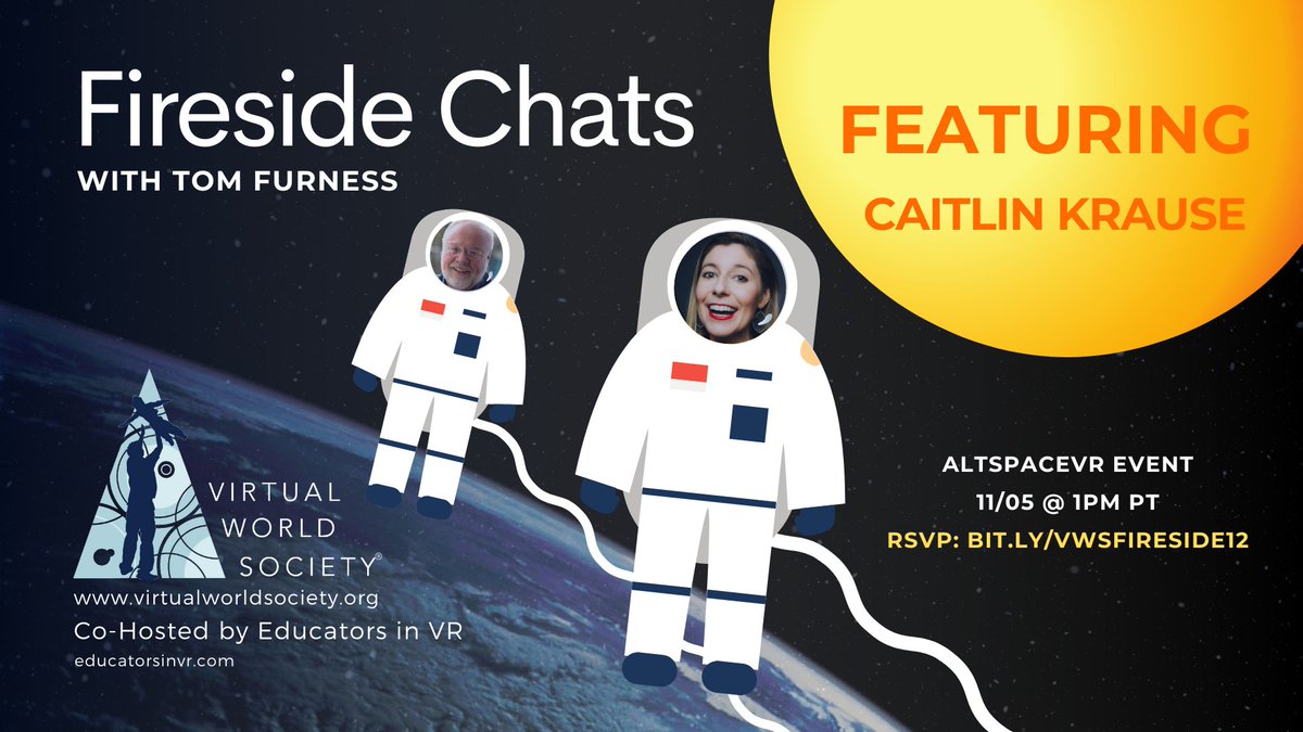 VRWorldSociety's tweet photo. Don't miss today's Fireside Chat @1PM PT, with Caitlin Krause, on "Intentional Attention, Designing Wonder and the Future of Immersive Connection"!

RSVP: https://t.co/O0KI5v20jw
Youtube Live Stream: https://t.co/BpiIIFVZDA  
Connect with Caitlin on twitter @MindWise_CK https://t.co/CW5jGYEfxC