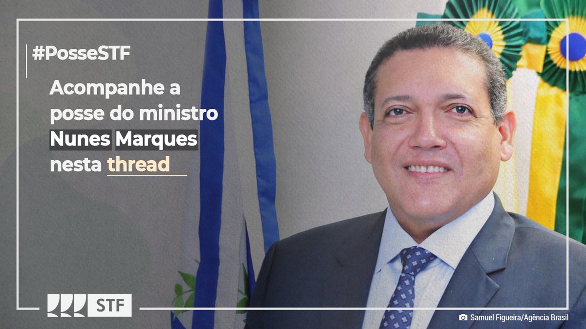 STF_oficial's tweet photo. Hoje é dia de #PosseSTF! Às 16h, o desembargador Kassio Nunes Marques assume a cadeira de ministro do @STF_oficial, após aposentadoria do ministro Celso de Mello, no dia 13 de outubro. https://t.co/cI5O1PbOE1 https://t.co/hkKLNBfLaV