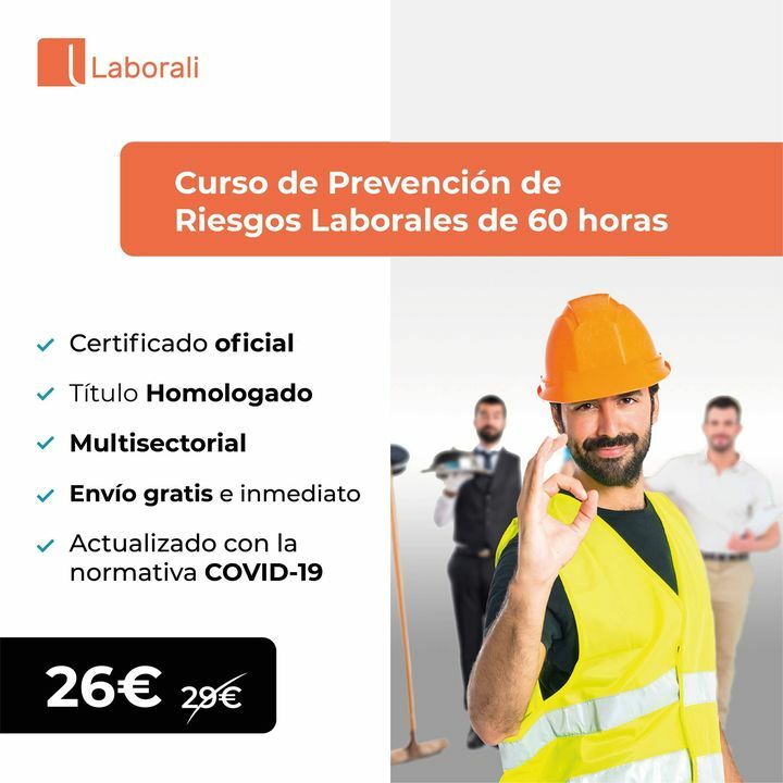 ¡ Curso de PRL de 60 horas por 26€ !
