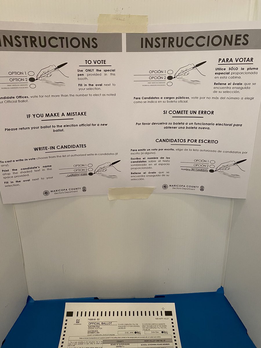 ccooke6708's tweet photo. @WSBT Given a sharpie. Instructions in booth state to only use pen that was provided. Husband voted a week early. He was given a new ballot because he had used a sharpie. This is crazy. The ballot specifically says black or blue pen only. https://t.co/o48KW6PhWa