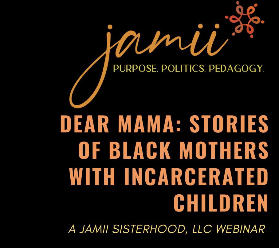 JamiiSisterhood's tweet photo. Join us on Tuesday, November 10, 2020, 5 pm - 8 pm, EST for a powerful webinar featuring Black mothers w/incarcerated children.
We’re finalizing the agenda and tweaking the flyer, will post later today. In the meantime, here’s a preview/registration link: https://t.co/ANawGbeA4Q https://t.co/e0W97LeoTB