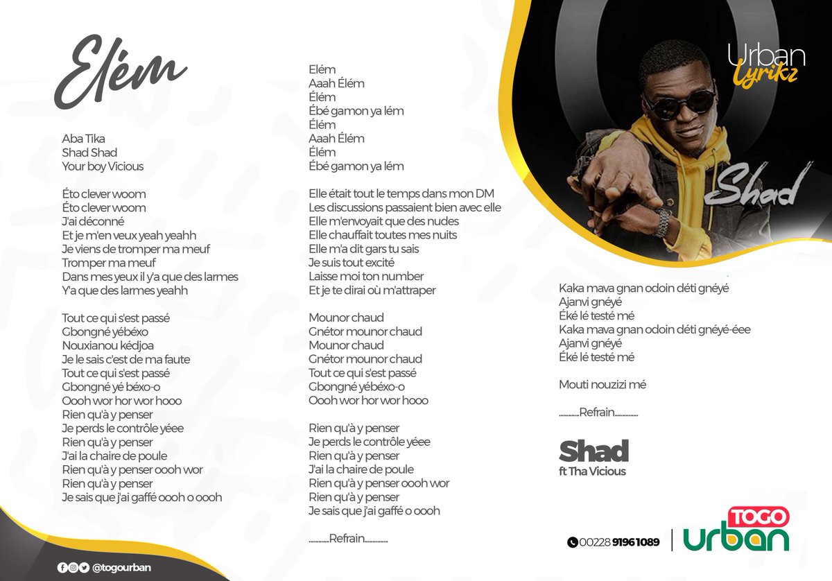 TogoUrban's tweet photo. Shad ft Tha Vicious _ Elem
Une histoire de tous les jours qui se raconte ร travers des mรฉlodies...
Lyrics disponible ๐๐ฝ๐๐ฝ๐๐ฝ
https://t.co/8sLfkwVqnU
#UrbanLyrics #Elem #TT228 #HitSound https://t.co/7Ht1Y0xmef
