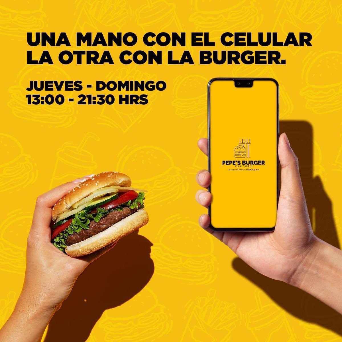 FactoryPepe's tweet photo. ¡Ya es jueves! 
Sabes qué significa eso...Día de Burgers, por fin es jueves y es momento que abras tu app favorita y pidas la tradicional Burger de esta semana.  

Jueves - Domingo 
13:00 - 21:30 hrs 

#Burger #Queretaro https://t.co/Nq91Twe3kJ