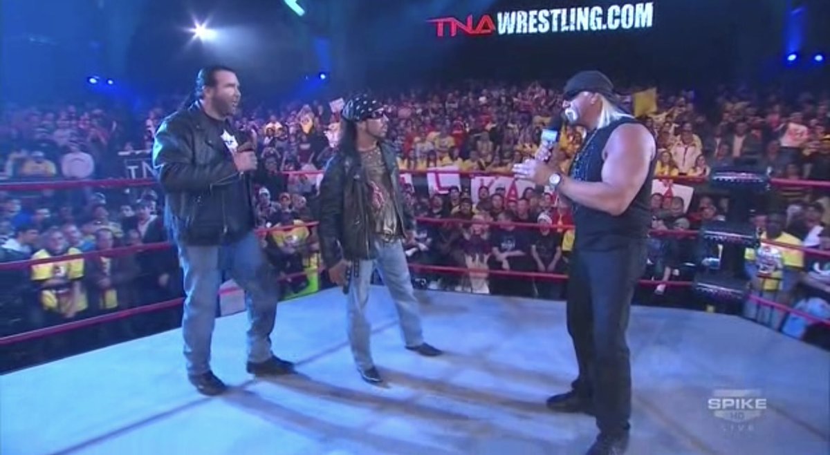 scott and xpac are here because they heard about all the money TNA is about to make. pac says "we are here to par-TAY!" and hulk, very serious, responds "no... not this time"  #tna10