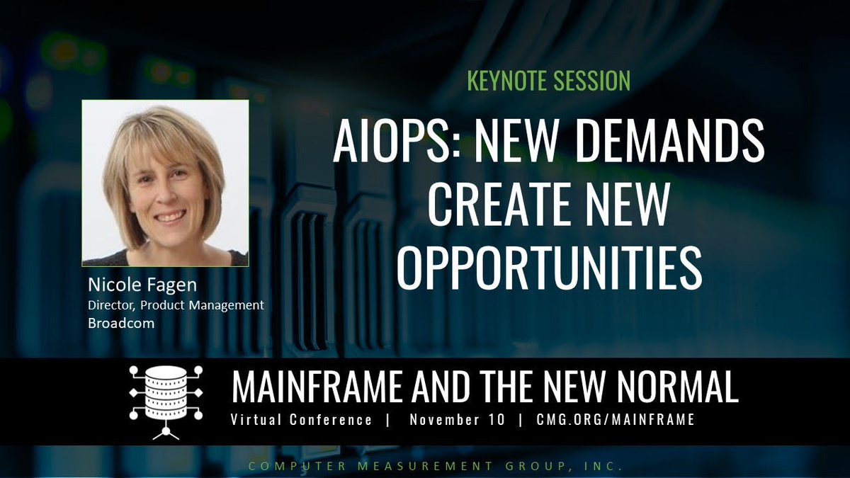 cj_peake's tweet photo. Don’t miss CMG Virtual Summit on Tues, Nov 10 as industry experts discuss Mainframe in the New Normal. Join @Nicole_M_Fagen at 11:30 ET to learn how leading organizations are removing barriers to adopting AIOps on mainframe. https://t.co/HHy1Wkalqm https://t.co/F7Kp3ohOSh