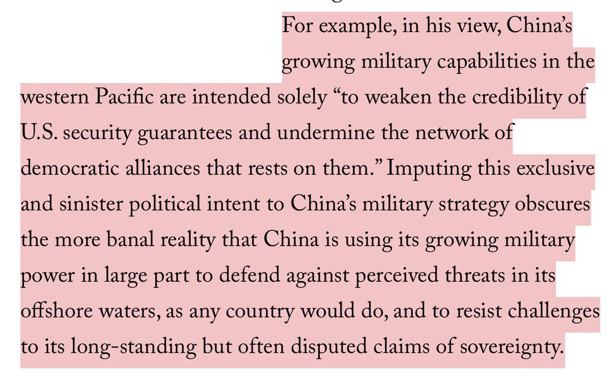 What I would like to address is the specific assessment of the response's authors on the shape of China's growing military capabilities: that they appear to be the "banal reality" of a normal country building normal capabilities merely commensurate with growing economic power.