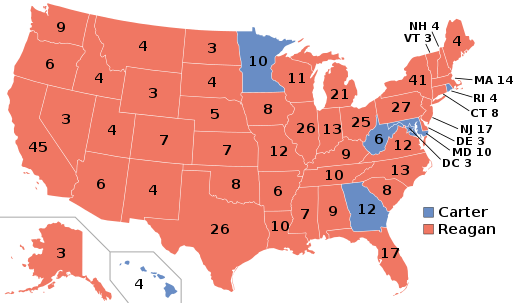 When did neoliberalism truly begin? 1979 in the UK, 1980 in the US. Do you know what the electoral college result was - against Carter, an incumbent? 489-49.Carter won just six states in total.