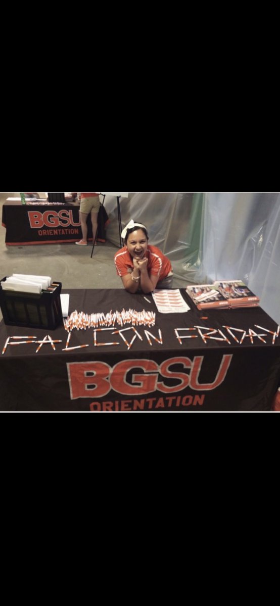 BGSUTours's tweet photo. It’s #ThrowbackThursday !
 
Today we shine a light on Katie Webb! Although she was not involved in the TG program, Katie was actively involved during her time at BG as an Orientation Leader and Frieda Falcon! Today, she serves as an Admissions Counselor here! https://t.co/hUSAiRqi1V
