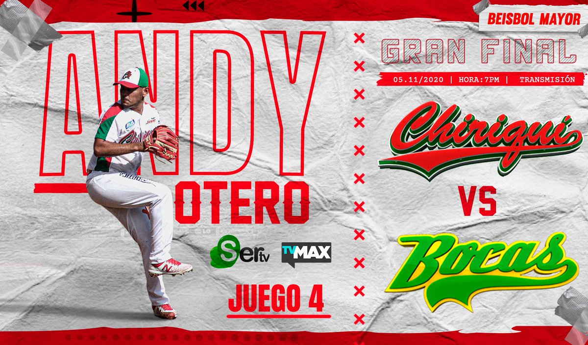 federalesdechi's tweet photo. Juego 4 de la serie final | #Chiriqui Vs #Bocas a las 7pm, Andy Otero estará abriendo el partido, transmisión en vivo por @SERTVPANAMA y @tvmaxdeportes vamos por esa victoria ¡Arriba Chirquí!
#BeisbolMayorCH #Chiriqui #Panamaa https://t.co/ipEevlQ9Qa