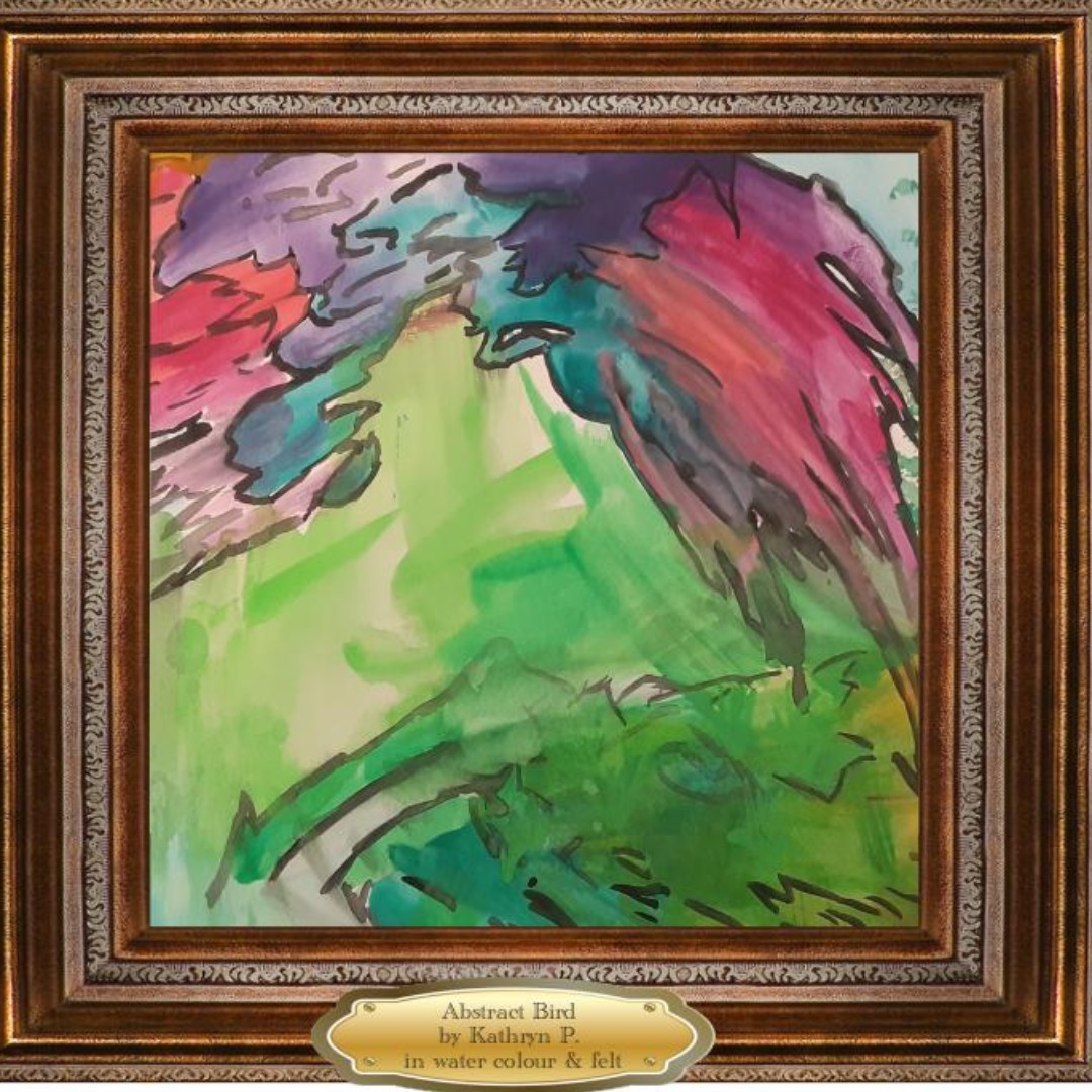 "Art Gallery on the Street"
Celebrating art made by artists with diverse abilities

Abstract Bird by Kathryn P. in water colour and felt

Supported by the Province of British Columbia, the City of Kelowna, Central Okanagan Foundation and Community Living British Columbia
