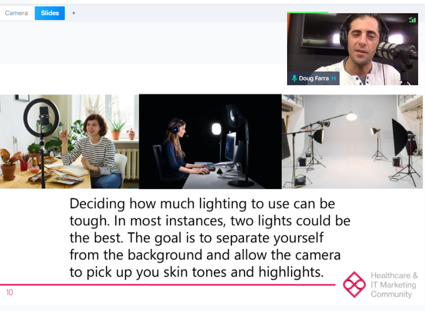 Colin_Hung's tweet photo. Hmmm...The setup on the right is now my goal :) Right now I'm the middle image. Great advice on lighting happening on #hitmc right now https://t.co/8HEsLy9C3Y