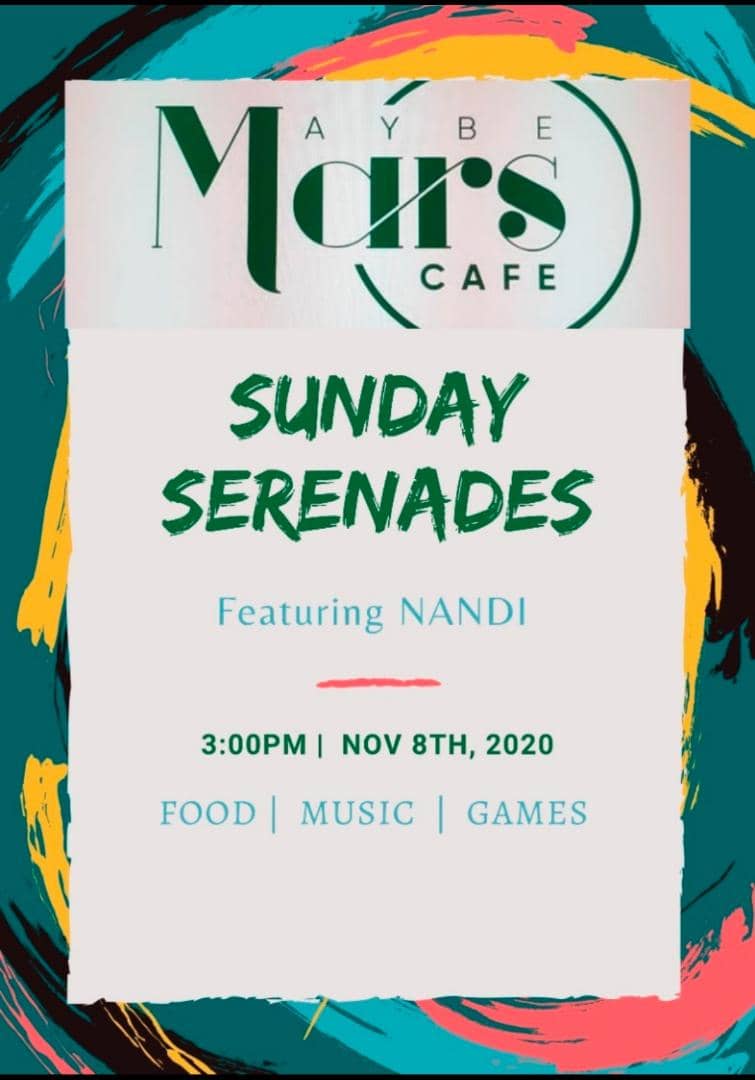 MarsMaybe's tweet photo. Here's Sunday afternoon's plan for you;
Come with your squad to smash 30 seconds (winning team gets a wine bottle), enjoy some great food and enjoy the live singing of the amazing @Nandi_Ann265 . https://t.co/U7oPuj26D6