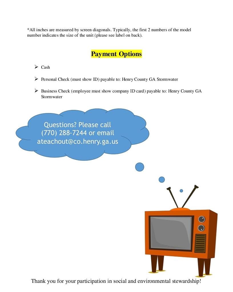 oak_parent's tweet photo. Henry County Stormwater is hosting an electronics recycling event on 11/07. Rain or Shine. Jason T. Harper Event Center (drive under sheltered arena). 95 Lake Dow Road in McDonough 
8 AM - 2 PM
MASKS REQUIRED
Contact questions ateachout@co.henry.ga.us or 770-288-7244 #redoakPIP https://t.co/87gbiqMTVR