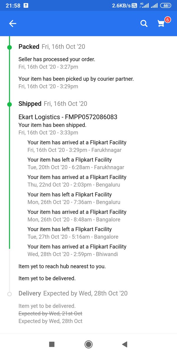 Hemang001's tweet photo. Dear @flipkartsupport @Flipkart don't do all bullshit like Big Billion day &amp; Diwali sale if u don't have guts to deliver on time , 21+ days &amp; still waiting for product. Already complained via FB/email/call/tweet. #banflipkart #banbigbillionday #uninstallflipkart sharam kro😠😠🤬 https://t.co/WSgyQ5cDz7