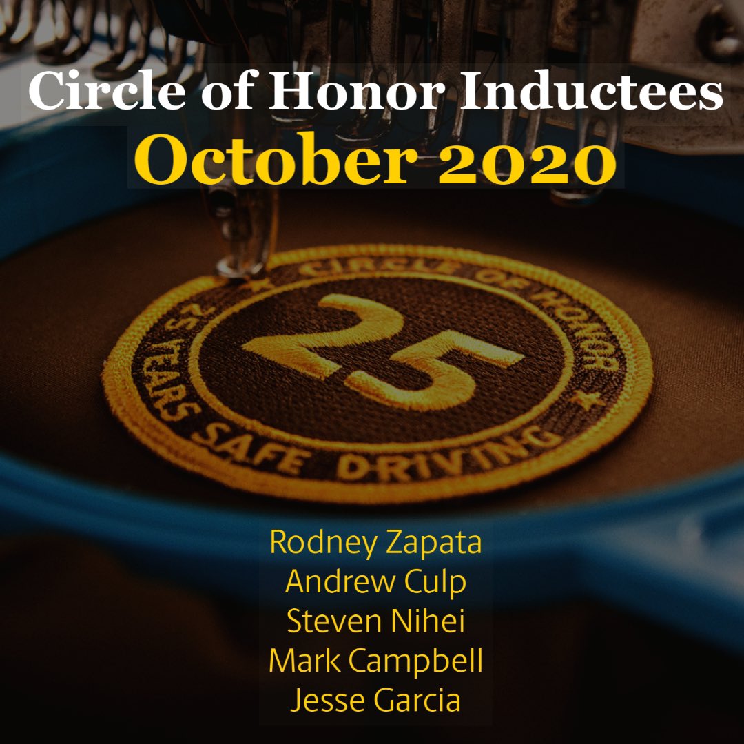 NorthCalUPSers's tweet photo. #UPSerShoutOut to all the #NorthCal drivers inducted in the #CircleOfHonor in October! 🎈🎉 Congratulations on 25 years of safe driving! 👍 #SafetyFocused https://t.co/oLBHYqW3Cc