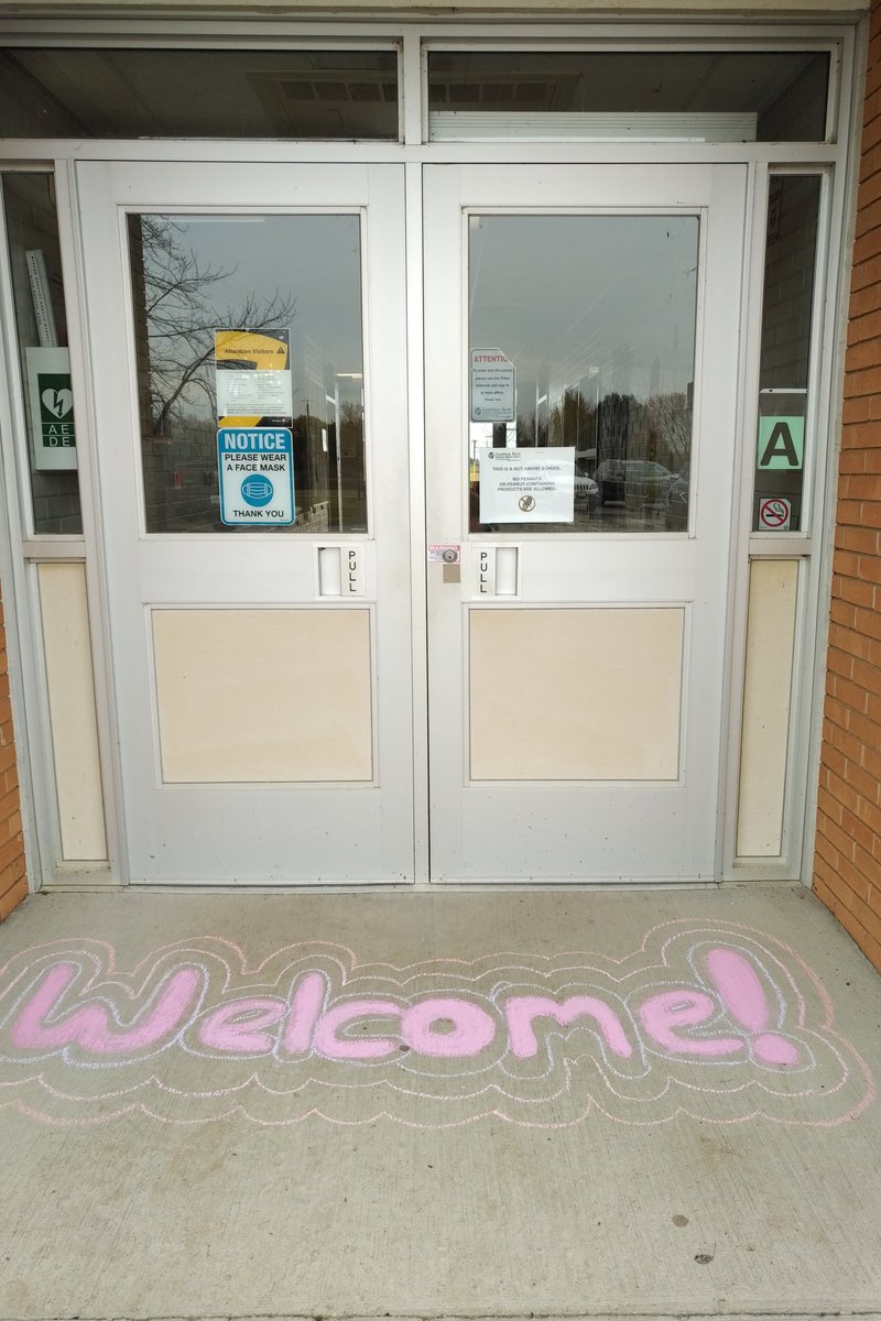 tyblakesmom's tweet photo. How about a little joy in your life? Imagine walking in through these doors? Love it Brooke Broncos! #stayinyourkohort #welcomebbroncos #kindnesscorner #EAitForward #bbroncos https://t.co/ULgkVGqENE
