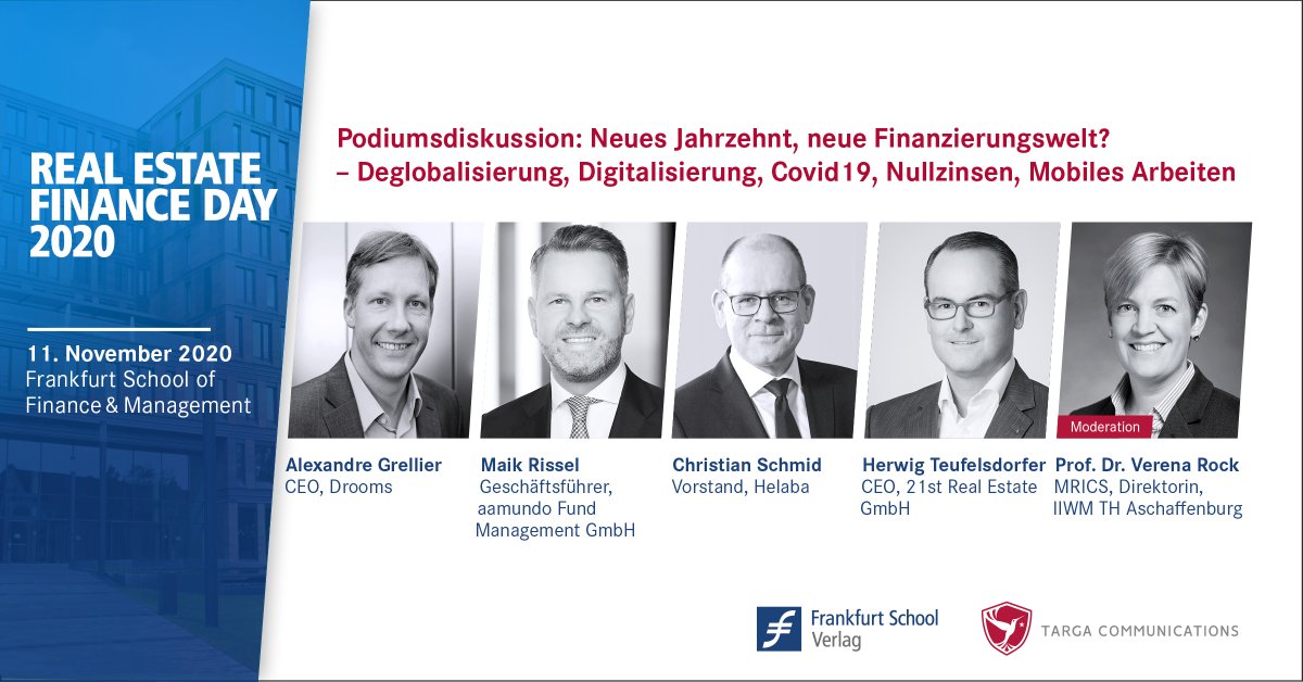 TargaComm's tweet photo. Wir freuen uns, Sie als Moderatorin des Eröffnungs-Panels des 7. #RealEstate Finance Day am 11. November gewonnen zu haben. Bis nächste Woche!
Das Programm gibt´s unter https://t.co/7fSpC5KJwS @TargaComm @FSVerlag #kommunikation @Drooms_Group @Helaba #aamundo #refd2020 #online https://t.co/1qDNhMbeML