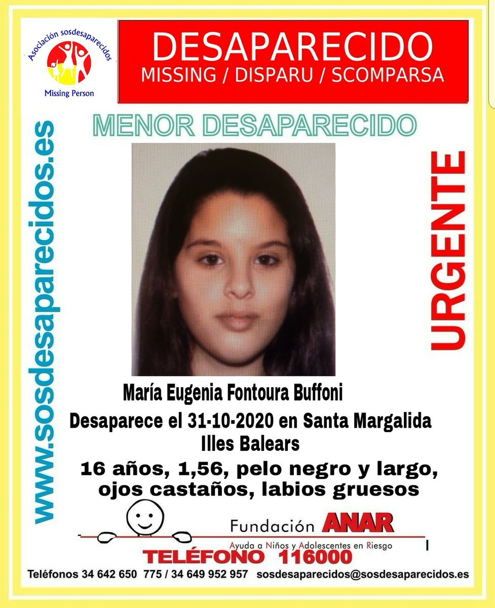 guardiacivil's tweet photo. 🆘#MUYURGENTE⚠️ 

Esta es María Eugenia, una #menor que ha #desaparecido en Santa Margalida #Mallorca  #IllesBalears 

Si la has visto llámanos
 ☎062
 ☎112 

Tu RT no cuesta nada y puede ayudarla https://t.co/FI6YhnintA