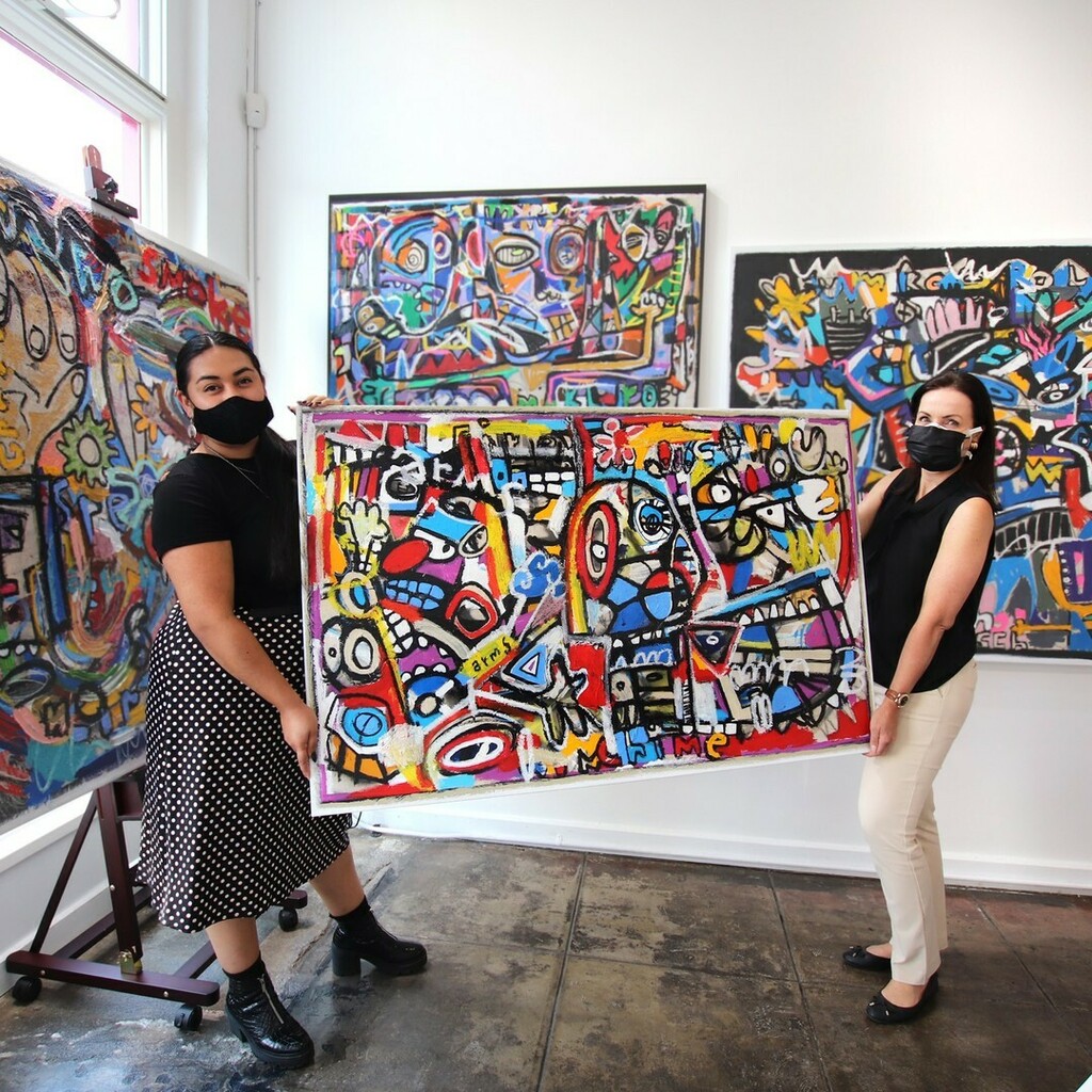 "Jonas Fisch has a talent for creating harmony out of chaos with his energetic and often vibrant artworks. His artworks allow the viewer to dive into a world of powerful emotion. His characters layered in colorful abstracts, symbols,  and social commentary that keep your eye…