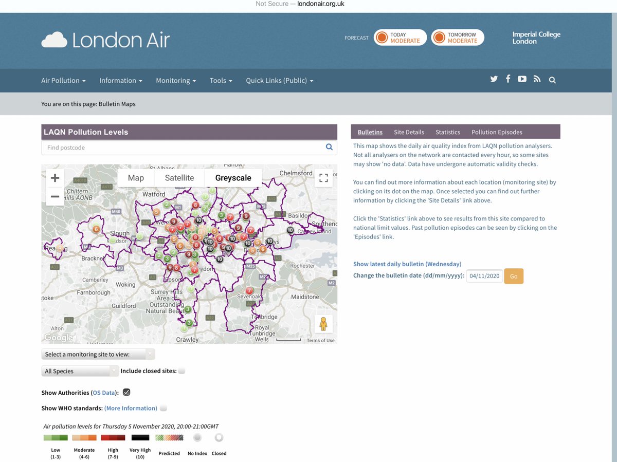 Thread 18/...  #CodeBlack 10/10 VERY HIGH particle  #AirPollution across London tonight as  #FestivalBonfires and  #Fireworks hit still air.Every Government for 10 years has covered-up these episodes. See: http://londonair.org.uk/london/asp/publicbulletin.asp https://uk-air.defra.gov.uk/latest/period_plots?POL=GE10&period=weekly https://uk-air.defra.gov.uk/latest/measurement-summary-map