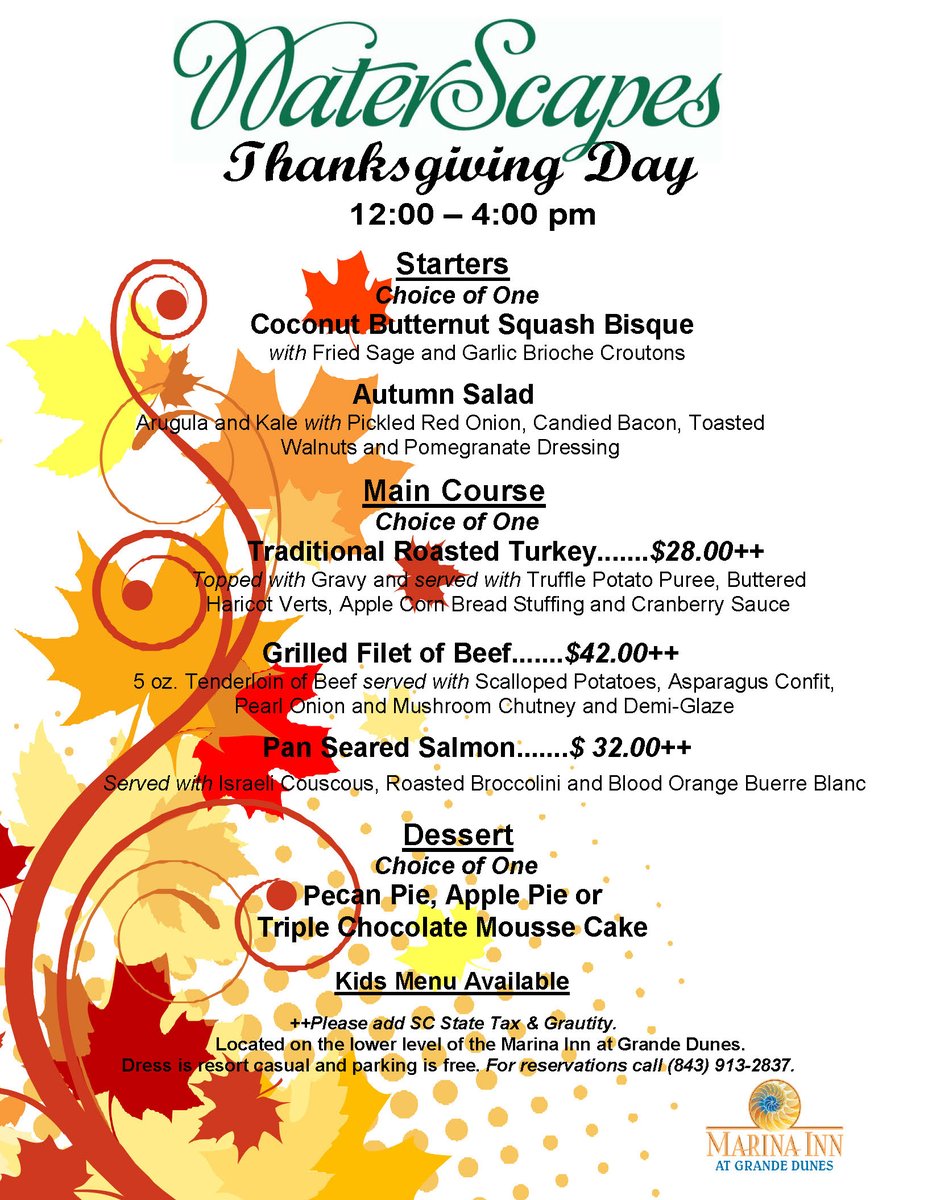 MarinaInn's tweet photo. #Thanksgiving Brunch at #MarinaInnatGrandeDunes at #WaterScapes Restaurant from 12N-4PM.  Call for reservations at 843-913-2837. https://t.co/ucljFwRK6Y