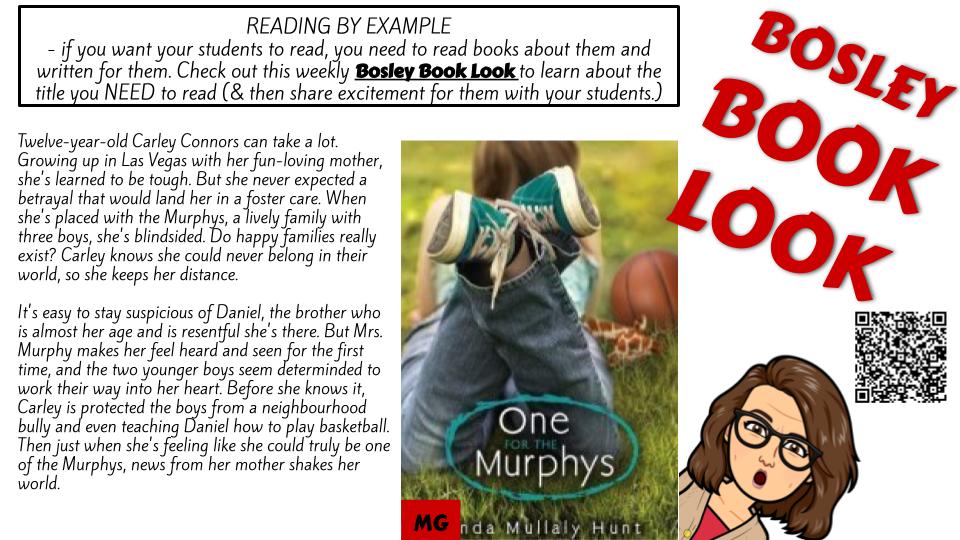 shan_bosley's tweet photo. This week's #BosleyBookLook is #OneForTheMurphys by @LynMullalyHunt Another #HeartPrintBook for me. #MiddleGradesLit #ReadingMatters #ReadWithThemAndForThem https://t.co/4VyDK8bBRH