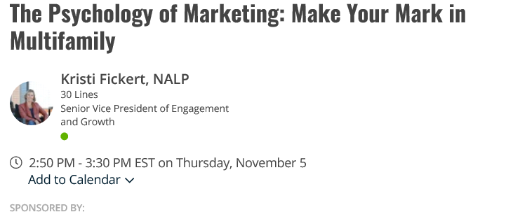 loebsackbrownle's tweet photo. Next up...The Psychology of Marketing: Make Your Mark in Multifamily by @KrisFickert. https://t.co/tz7zRTeY2h