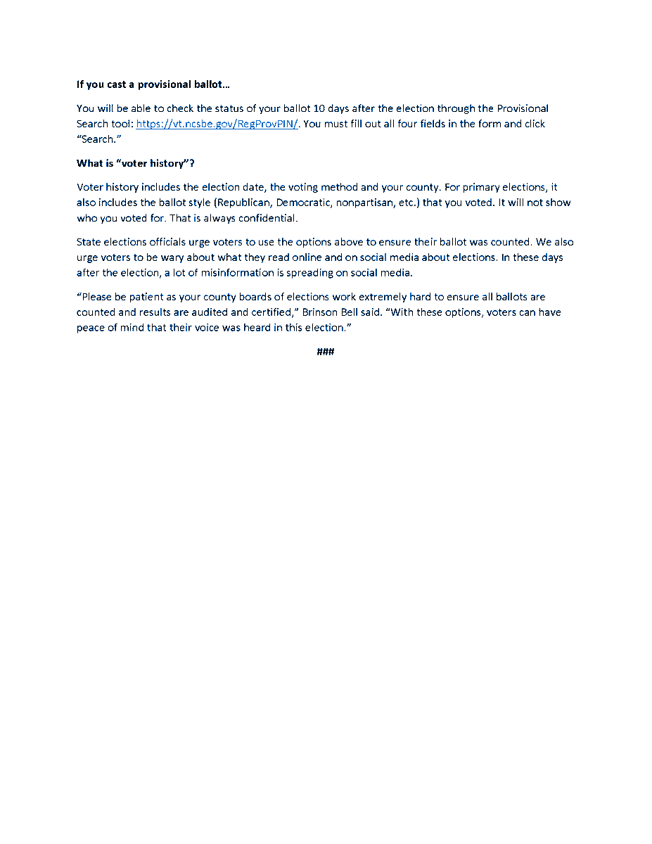 NCSBE's tweet photo. RELEASE: How to Know Your Vote Counted in North Carolina 

Read online: https://t.co/wVl4UGXJvH

#ncpol #YourVoteCountsNC https://t.co/8EljshSCNR