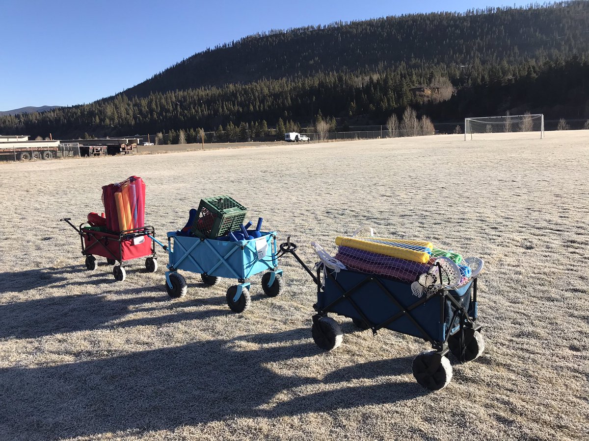 chorvath123's tweet photo. Love the invention of wagons and getting PE equipment to the field for class! #ubehawks #ssdedu https://t.co/bmGxZrkHv4