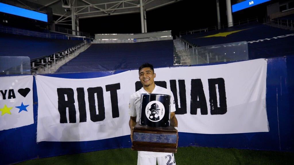 LARiotSquad's tweet photo. Not the result we wanted, not the season we wanted, but you are the player we wanted. Well done @julian__araujo on winning LARS POTY

We couldn’t count on much this year but we could certainly count on you bringing energy, passion, and fight to every game. Thank you https://t.co/cNjwO7LKGy