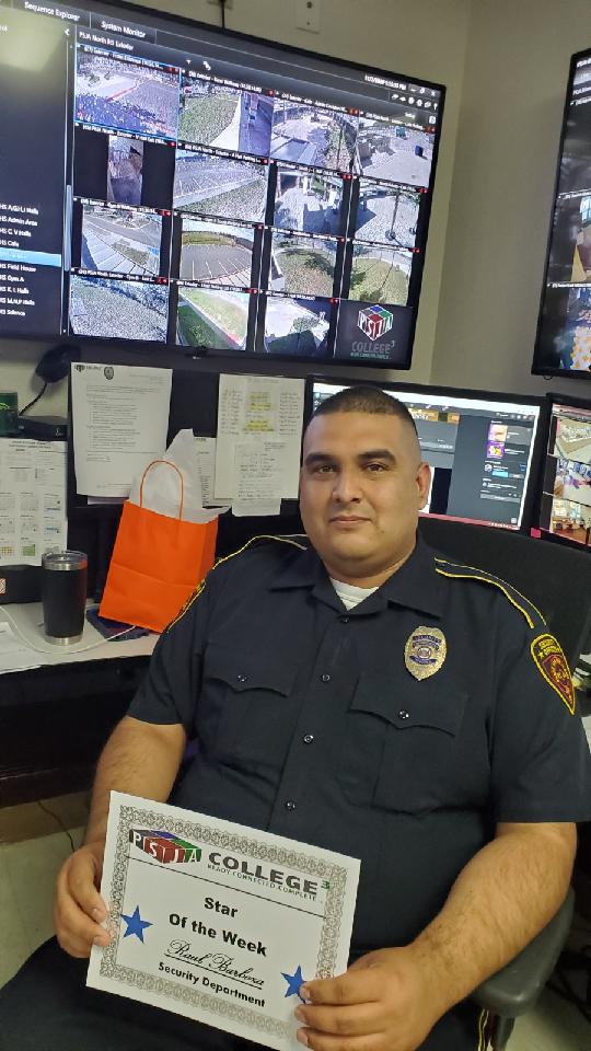 PSJASecurity's tweet photo. Congratulations to Raul Barboza  your dedication to your job has earned you the star of the week. You are an outstanding security officer Thank for all that you do ! #psjaisd #psjaoperations https://t.co/sYzS71Vuxi