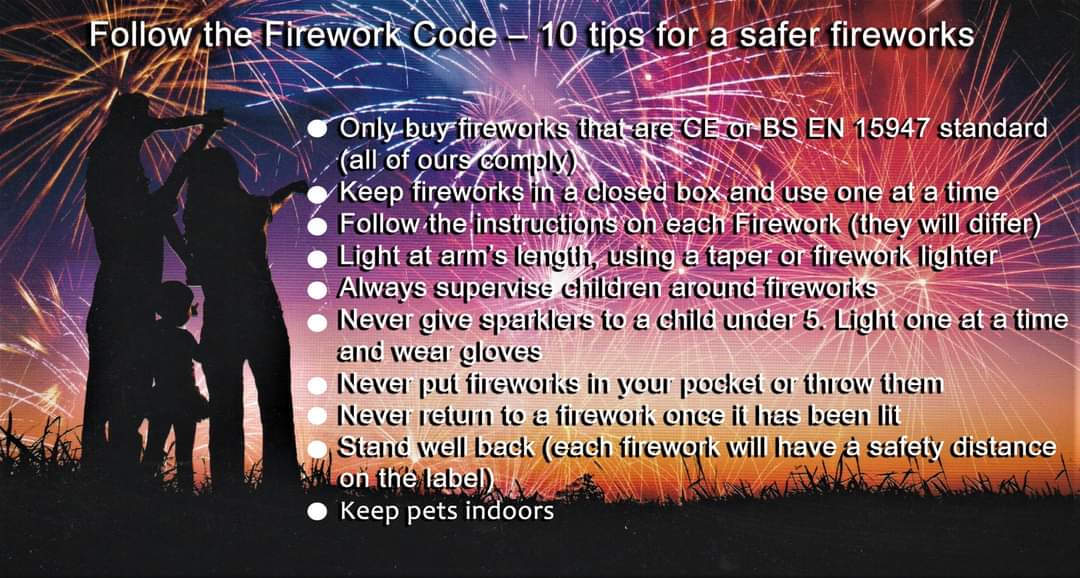 JubileeFirework's tweet photo. Happy Guy Fawkes everyone! 🎆🎆🎆
We hope that you have a fun &amp; are having a safe evening.  Remember to read the instructions on any fireworks you are setting off tonight &amp; take a moment to revisit the Fireworks Code...
From all at Jubilee Fireworks, take care and stay safe! https://t.co/IQhFYwzEYw