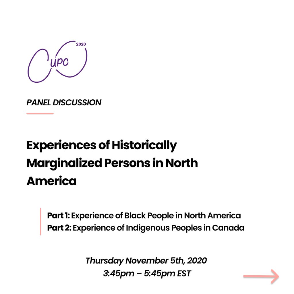CUPC2020's tweet photo. Introducing our second panel! Entitled; Experiences of Historically Marginalized Persons in North America. 

Visit the delegate website for more information on each panelist and  be sure to attend the panel later today! Thread👇 https://t.co/EkdRqixVad