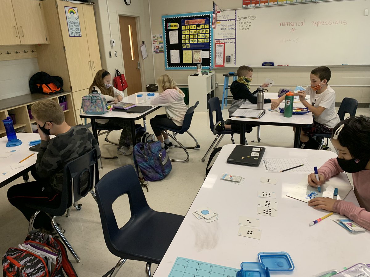 lauramoore204's tweet photo. Today 5th graders began working with numerical expressions by playing ‘Name that Number’ and recording the ways they used their 5 number cards to create a target number. Love using games to engage in math skills! https://t.co/p0DFZ0kpb3